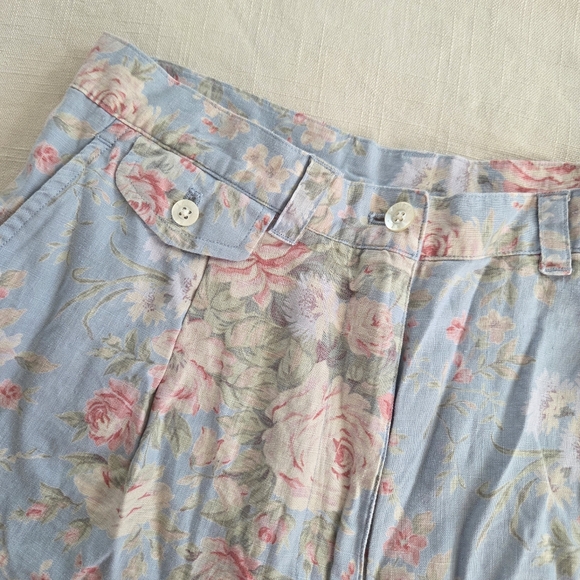 Vintage Lauren Ralph Lauren Linen Shorts Floral Womens 10, 30 Inch Waist Pink - Picture 2 of 8